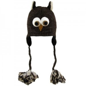 Owl Clothing - Owl Face Dark Brown Wool Pilot Owl Cap Hat Beanie