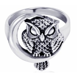 Owl Jewelry | Sterling Silver Detailed Midnight Owl Ring