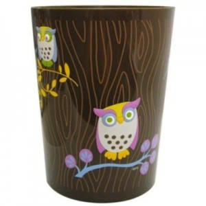 Owl Decor - Allure Home Owls Printed Wastebasket, Trashcan