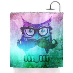 Kess Inhouse iRuz33 Owl Mustache Shower Curtain