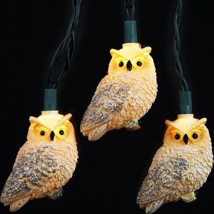 White Glittered Novelty Owl Light Set (10 lights)