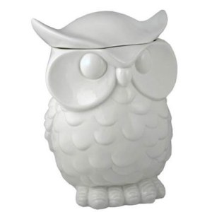 White Porcelain Owl Cookie Storage Jar