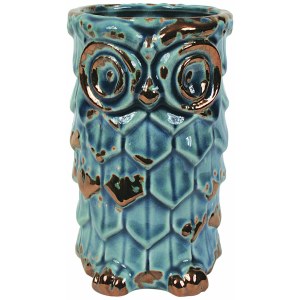 Distressed Look Ceramic Owl Vase