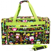 23″ Travel Weekender Overnight Carry-on Duffle Bag 2 (Owl Brown Lime)