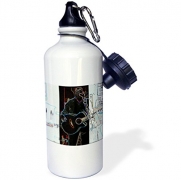 3dRose wb_44123_1 “A Man With a Guitar Playing Music in a Pub in Ireland Done in a Solar and Crayon Finish” Sports Water Bottle, 21 oz, White