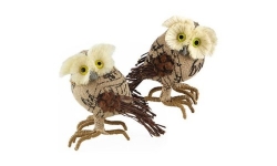 Adorable Burlap Owl Figurines (Set of 2)
