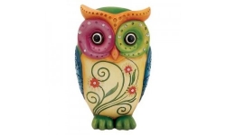 Colorful Resin Owl Sculpture 10 Inches