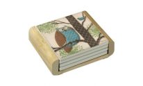 Cute Absorbent Owl Coasters With Wooden Holder