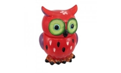 Adorable Owl Ceramic Cookie Jar, Red/Purple