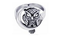 Sterling Silver Detailed Midnight Owl Ring