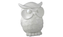 White Porcelain Owl Cookie Storage Jar