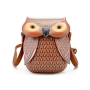 Anlydia Vivid Owl Shape Small Cross Body Bag Shoulder Bag (Brown)