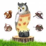 briteNway Large Scarecrow Owl Decoy Statue By Realistic Fake Owl Outdoor Pest & Bird Deterrent, Hand-Painted Garden Protector, Scares Away Squirrels, Pigeons, Rabbits & More – 16,5” Hollow Design