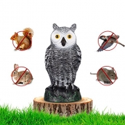 briteNway Ultimate Scarecrow Owl Decoy Statue By Realistic Fake Owl Outdoor Pest & Bird Deterrent, Hand-Painted Garden Protector, Scares Away Squirrels, Pigeons, Rabbits & More – 10,5” Hollow Design