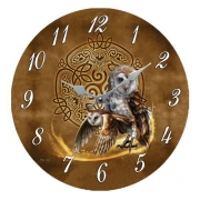 Brown Snow Owl Celtic 13.5″ Wall Clock Round Plate By Brigid Ashwood