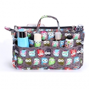 BTSKY Printing Handbag Organizers Inside Purse Insert – High Capacity 13 Pockets Bag Tote Organizer with Handle (Owl)