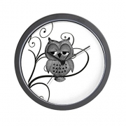 CafePress – Black White Swirly Tree Owl Wall Clock – Unique Decorative 10″ Wall Clock