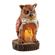 Collections Etc Mother And Baby Owl Solar Lighted Garden Sculpture Figurine