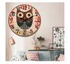 CutePaw 14” Retro Flag Owl Print Country Tuscan Mediterranean Style Decorative Round Wall Clock