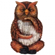 Exhart Owl with LED Firefly Jar Statue, Solar Powered, Resin & Glass, Weather Resistant, Indoors & Outdoors, 7″L x 7″W x 10″H