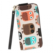 Fashion Owl Purse Canvas Zipper Clutch Wallet Phone Card Checkbook Holder