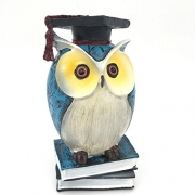 Gemostore Owl Statue Scholar Garden Decor Home Tabletop Resin Figurine,Blue