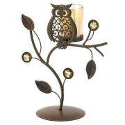 Wise Owl Ornamental Vine Candle Holder Stand