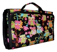 Hanging Toiletry Cosmetic Organizer Bag – Roll up for Storage Travel Back to School (Owl Print)