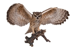Hi-Line Gift Ltd Eagle Owl on Branch with Wings Out Statue