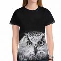 InterestPrint Custom Black and White Owl Women’s Mesh T-Shirt XL