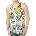 InterestPrint Floral Owl Pattern Men’s Vest Tank Tops Sleeveless T-Shirt M