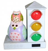 It’s About Time Stoplight Sleep Enhancing Alarm Clock for Kids, Purple/Pink Owls