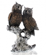Juvale Set of 1 Decoration Twin Owl Figurine Ornament – Rustic Decorative Owl Statue for Interior Home Decor, 9 x 6.5 x 3.5 inches