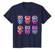 Kids Owl Shirt – Love Owls Colorful Tshirt 10 Navy