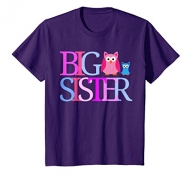 Kids PROUD BIG SISTER T Shirt Owls Shirt Going To Be A Big Sister 8 Purple
