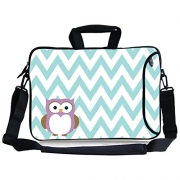 Kitron (TM) 15″-15.6 Inches Cute Water Ripples Cartoon Owl Design Ultraportable Waterproof Neoprene Sleeve Carry Case Bag Side Pocket,Carrying Handle Removable Shoulder Strap