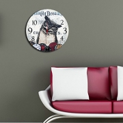 LaModaHome Home Decorative 100% MDF Wall REAL RUNNING CLOCK with Art (16″ Diameter) Ready to Hang Painting Owl Bird Animal Night Twilight Dreams Serious MULTI in STORE!