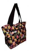 Large Multi – Pocket Fashion Zipper Top Organizing Beach Bag Tote – Custom Embroidery Available (Multi Owl Print)