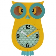 Lily’s Home Pendulum Owl Clock with Revolving Eyes and Swinging Tail – Yellow