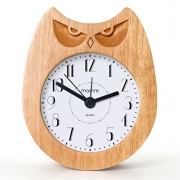 mamre Art Décor Pastoral Durable Wood Alarm Clock for Kids (Angry Owl)