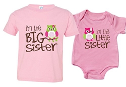Matching Sibling Shirt Set, Owl I’m The Big Sister, Includes Size 2 and 0-3 MO