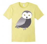 Mens Cute Hoot Owl Art | Nature & Animal Lover T-Shirt & Gift Small Lemon