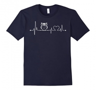 Mens Heartbeat Owl T-shirt Medium Navy