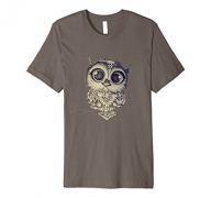 Mens Love funny cute graphic little owl T-shirt animal lover XL Asphalt