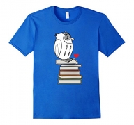Mens Owl Book Nerd Reading Teacher Student Geek Funny T Shirt Large Royal Blue