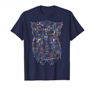 Mens Owl Shirts – Owl Geometric Colorful T shirt XL Navy