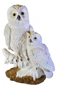 Moonrays 91579 Snowy Owl Pair Garden Statue with Solar Powered White LED, White