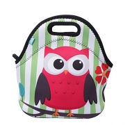 Neoprene Lunch Tote, OFEILY Insulated Lunch Bag with animal printed (Middle, Owl 1)