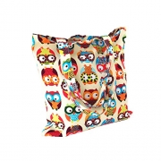 Nuni Women’s Cute Owl Print Cotton Canvas Tote Bag (Colorful Owl/ No closure/ No lined)