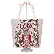 Owl Jacquard Canvas Large Tote Bag Be Wise